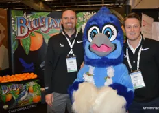 Johnston Farms is known for its Blue Jay California citrus. Pictured are John Clerou, Blue Jay mascot and Derek Vaughn. From California citrus, the company will transition into potatoes, doing business as Mazzei-Franconi Co. LLC.